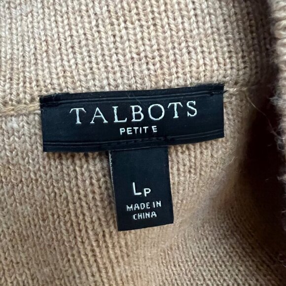 Talbots Neutral Tan Wool Blend One Button Cardigan Sweater Petite Large‎ - Picture 6 of 7